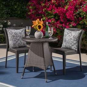 Outdoor 3 Piece Wicker Bistro Set, Grey - NH215403 outdoor lounge chair, patio sofa