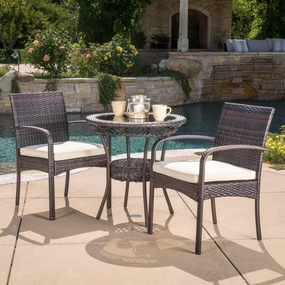 Outdoor 3-piece Wicker Bistro Set with Cushions - NH268592 outdoor lounge chair, patio sofa