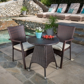 Outdoor 3-piece Wicker Bistro Set with Cushions - NH818592 outdoor lounge chair, patio sofa