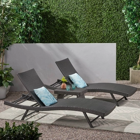 Outdoor 3 Piece Wicker Chaise Lounge Set - NH706403 patio umbrella, gazebo