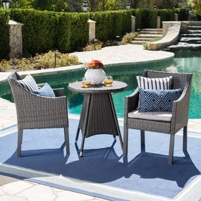 Outdoor 3 Piece Wicker Dining Set with Water Resistant Cushions - NH813203 outdoor lounge chair, patio sofa