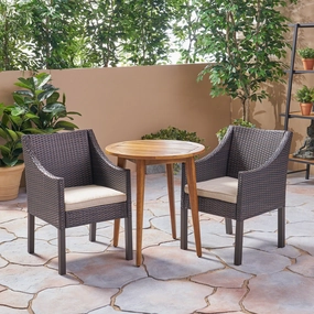 Outdoor 3 Piece Wood  and Wicker Bistro Set - NH082503 outdoor lounge chair, patio sofa