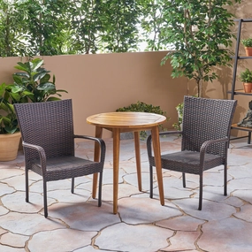 Outdoor 3 Piece Wood  and Wicker Bistro Set - NH672503 outdoor lounge chair, patio sofa