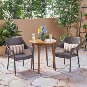Outdoor 3 Piece Wood  and Wicker Bistro Set - NH772503 outdoor lounge chair, patio sofa