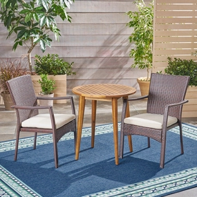 Outdoor 3 Piece Wood  and Wicker Bistro Set - NH872503 outdoor lounge chair, patio sofa