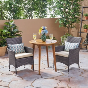 Outdoor 3 Piece Wood  and Wicker Bistro Set - NH972503 outdoor lounge chair, patio sofa