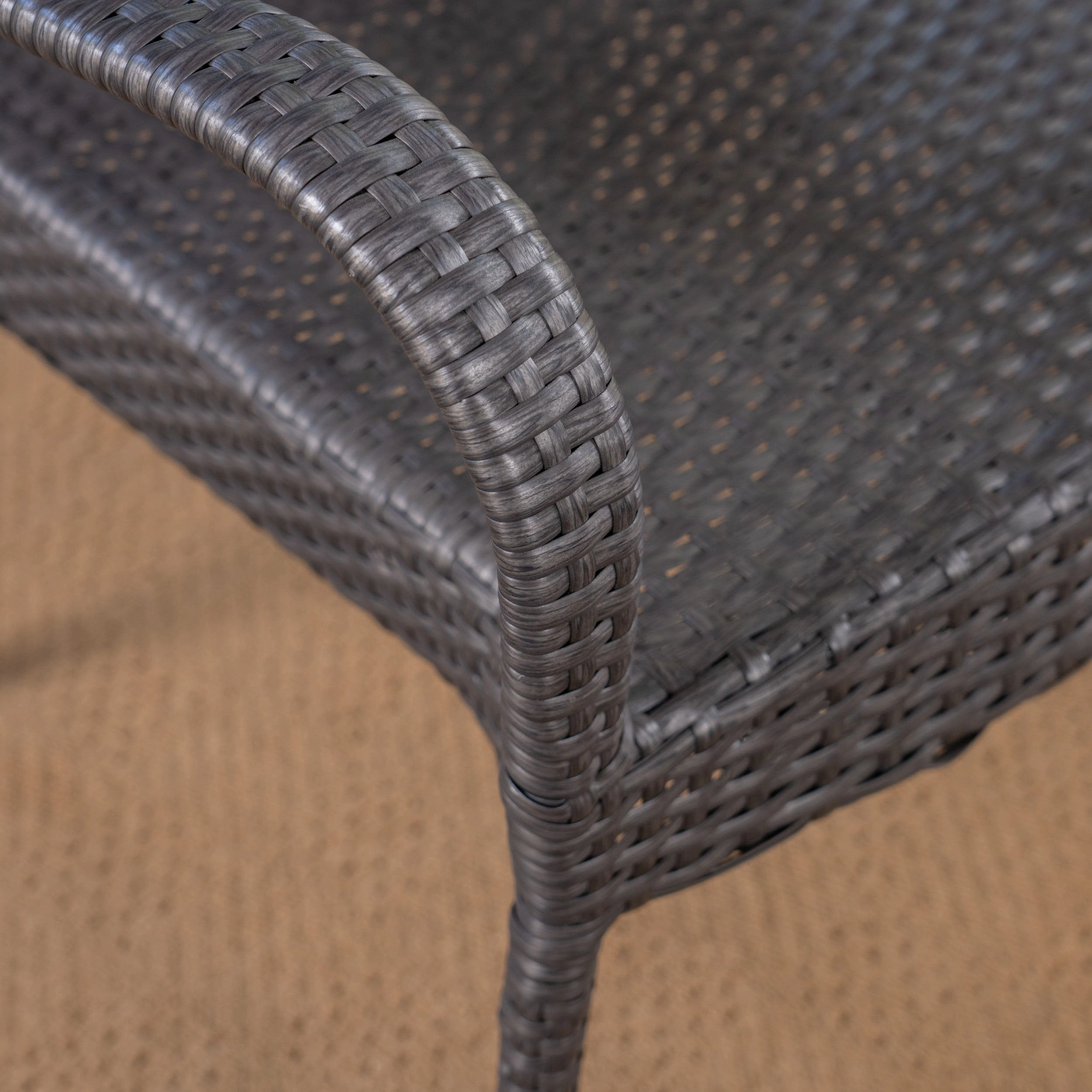 Outdoor 3 Piece Wood and Wicker Bistro Set, Gray and Gray - NH561503