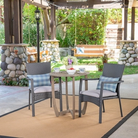Outdoor 3 Piece Wood and Wicker Bistro Set, Gray and Gray - NH861503 outdoor lounge chair, patio sofa