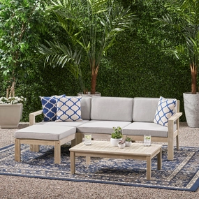 Outdoor 3 Seater Acacia Wood Sofa Sectional with Cushions - NH763903 outdoor furniture, garden bench