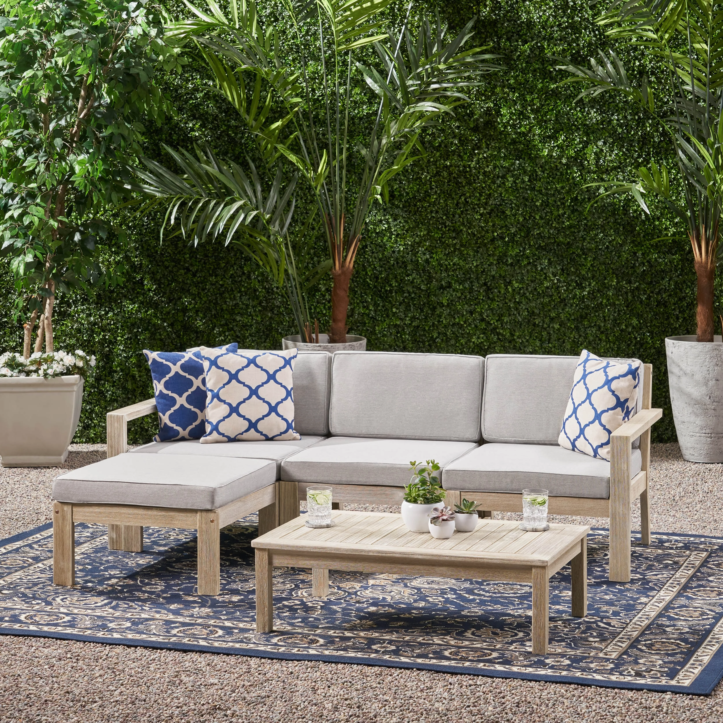 Outdoor 3 Seater Acacia Wood Sofa Sectional with Cushions - NH763903 outdoor furniture, garden bench