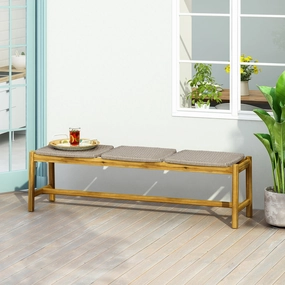 Outdoor 3 Seater Wicker Bench - NH539213 outdoor furniture, garden bench