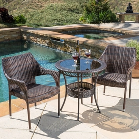 Outdoor 3pc Multibrown Wicker Bistro Set - NH496592 outdoor lounge chair, patio sofa
