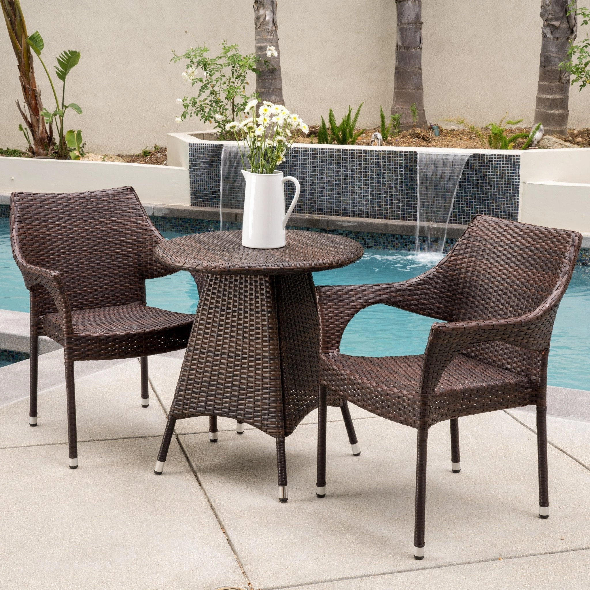 Outdoor 3pc Multibrown Wicker Bistro Set - NH518592 outdoor lounge chair, patio sofa
