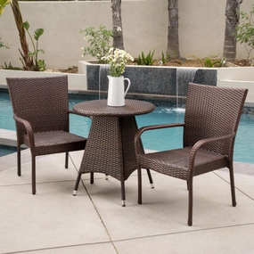 Outdoor 3pc Multibrown Wicker Bistro Set - NH718592 outdoor lounge chair, patio sofa