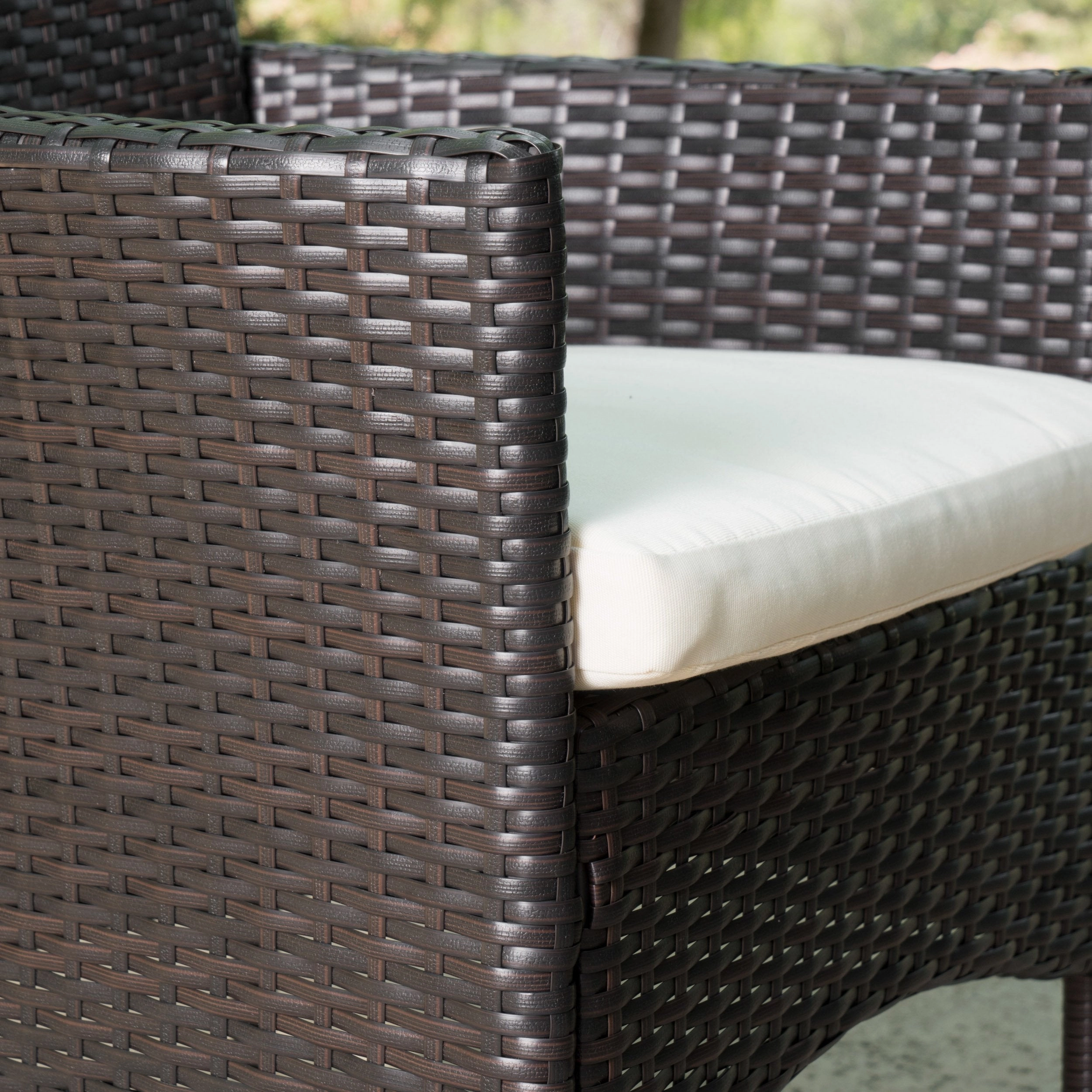 Outdoor 3Pc Wicker Bistro Set w/ Water Resistant Cushions - NH876003
