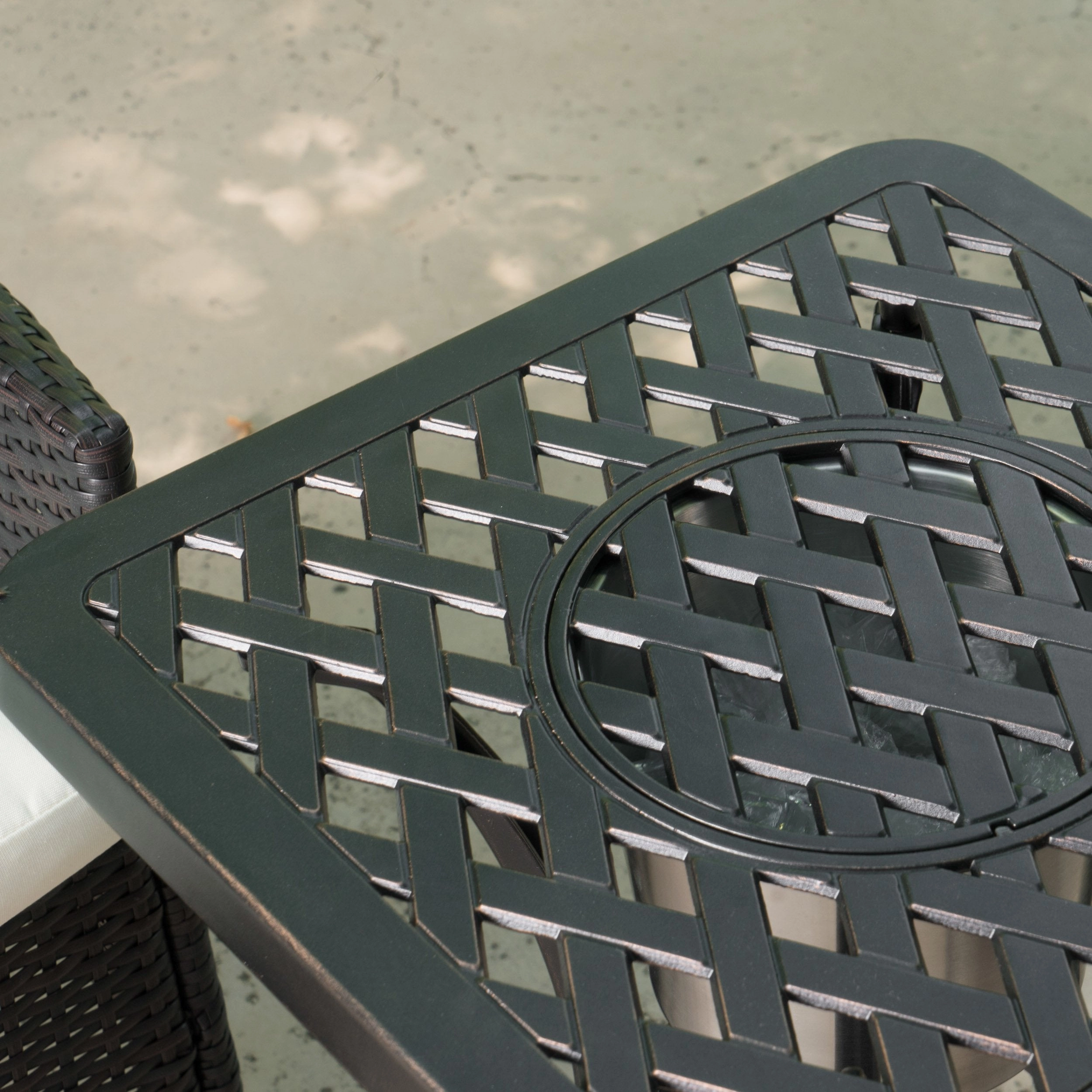 Outdoor 3Pc Wicker Bistro Set w/ Water Resistant Cushions - NH876003