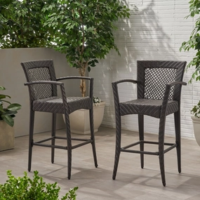 Outdoor 46" Wicker Barstool (Set of 2), Multi Brown Finish - NH932903 outdoor lounge chair, patio sofa