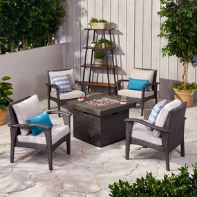 Outdoor 4 Club Chair Chat Set with Fire Pit - NH059903 outdoor furniture, garden bench