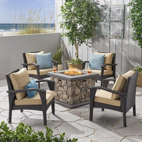 Outdoor 4 Club Chair Chat Set with Fire Pit - NH159903 outdoor furniture, garden bench