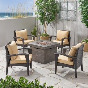 Outdoor 4 Club Chair Chat Set with Fire Pit - NH949903 outdoor furniture, garden bench