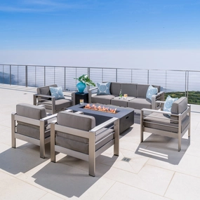 Outdoor 4 Pc Club Chair Set w/ 3 Seat Loveseat & Firepit - NH194003 outdoor furniture, garden bench