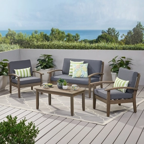Outdoor 4-Piece Acacia Wood Chat Set - NH484503 outdoor furniture, garden bench