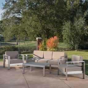 Outdoor 4 Piece Aluminum Chat Set with Cushions - NH540103 outdoor furniture, garden bench