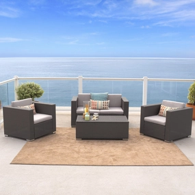 Outdoor 4-Piece Grey Wicker Sofa Set - NH015592 outdoor furniture, garden bench