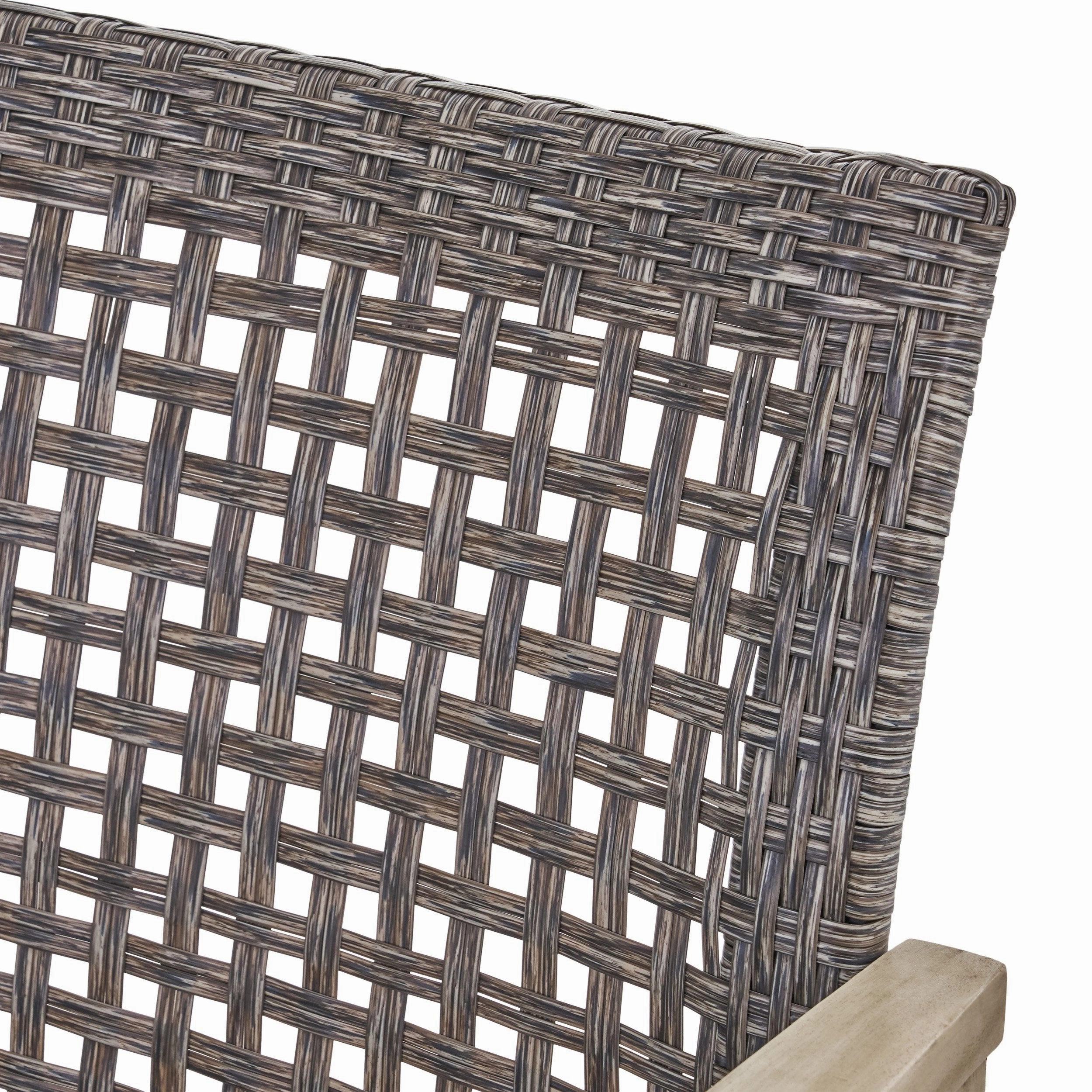 Outdoor 4 Piece Wood and Wicker Club Chair Set with Fire Pit - NH818703
