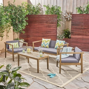 Outdoor 4-Seater Acacia Wood Chat Set with Coffee Table - NH554603 outdoor furniture, garden bench