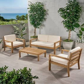 Outdoor 4 Seater Acacia Wood Chat Set with Cushions - NH502013 outdoor furniture, garden bench