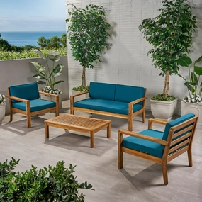 Outdoor 4 Seater Acacia Wood Chat Set with Cushions - NH712013 outdoor furniture, garden bench