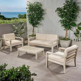 Outdoor 4 Seater Acacia Wood Chat Set with Cushions - NH802013 outdoor furniture, garden bench