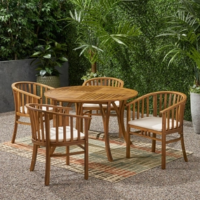 Outdoor 4 Seater Acacia Wood Circular Dining Set - NH927903 outdoor lounge chair, patio sofa