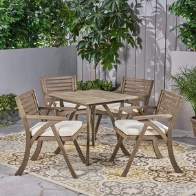 Outdoor 4-Seater Acacia Wood Dining Set with Square Table - NH867503 outdoor lounge chair, patio sofa