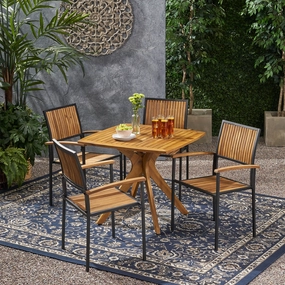 Outdoor 4 Seater Acacia Wood Square Dining Set - NH517903 outdoor lounge chair, patio sofa