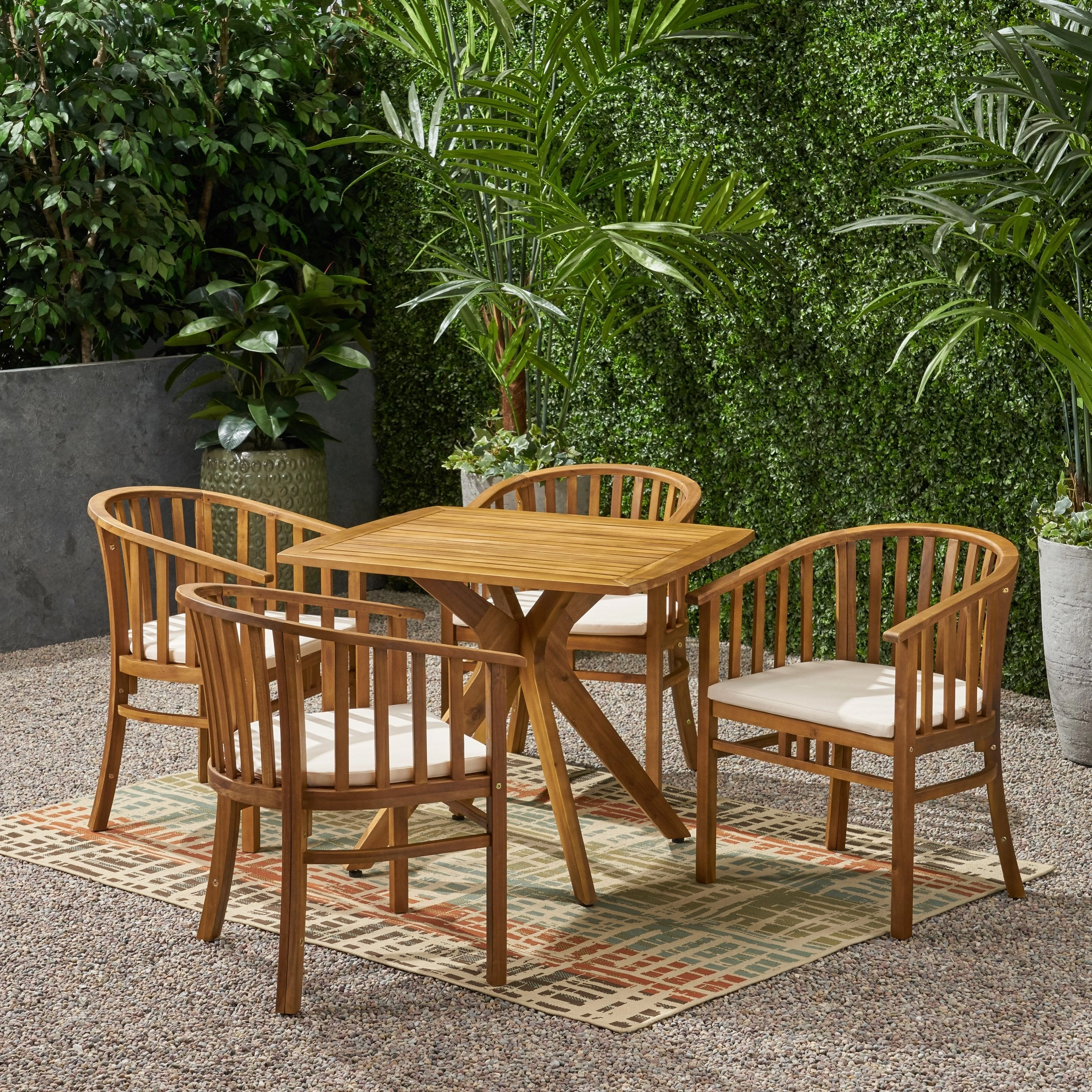 Outdoor 4 Seater Acacia Wood Square Dining Set - NH727903 outdoor lounge chair, patio sofa