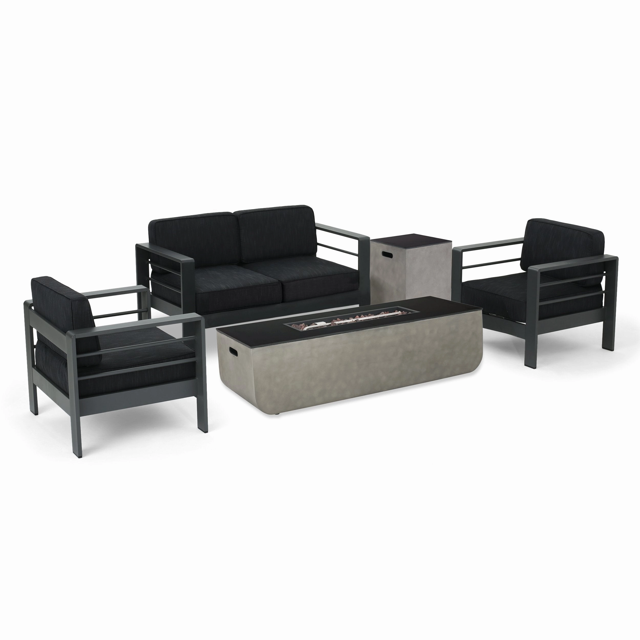 Outdoor 4 Seater Aluminum Chat Set with Fire Pit - NH126213 outdoor furniture, garden bench