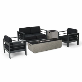 Outdoor 4 Seater Aluminum Chat Set with Fire Pit - NH126213 outdoor furniture, garden bench