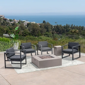 Outdoor 4-Seater Aluminum Chat Set with Fire Pit - NH409503 outdoor furniture, garden bench