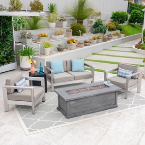 Outdoor 4-Seater Aluminum Chat Set with Fire Pit and Tank Holder - NH174603 outdoor furniture, garden bench