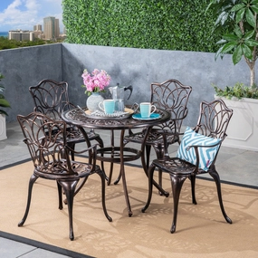 Outdoor 4-Seater Cast Aluminum Round-Table Dining Set - NH833603 outdoor lounge chair, patio sofa