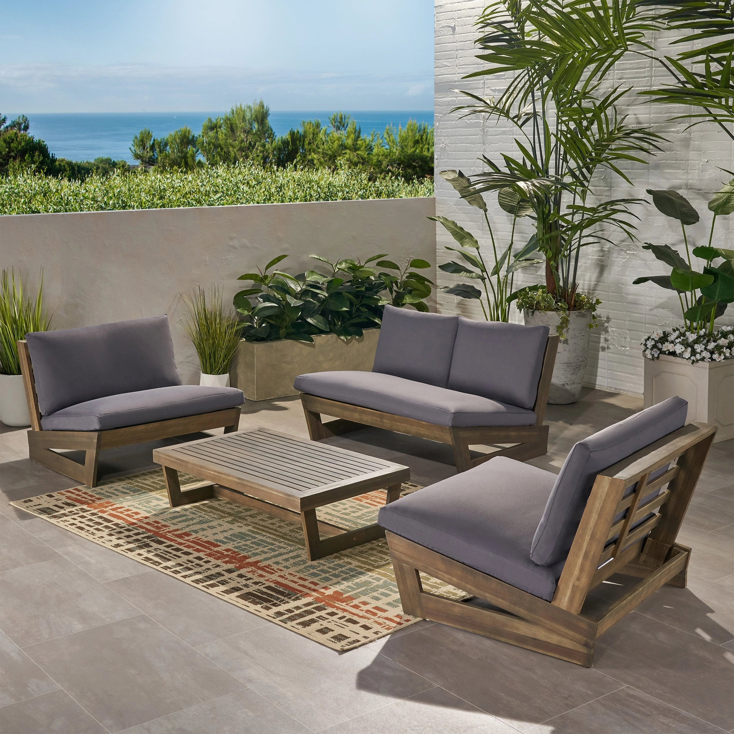 Outdoor 4 Seater Chat Set with Coffee Table - NH790013 outdoor furniture, garden bench