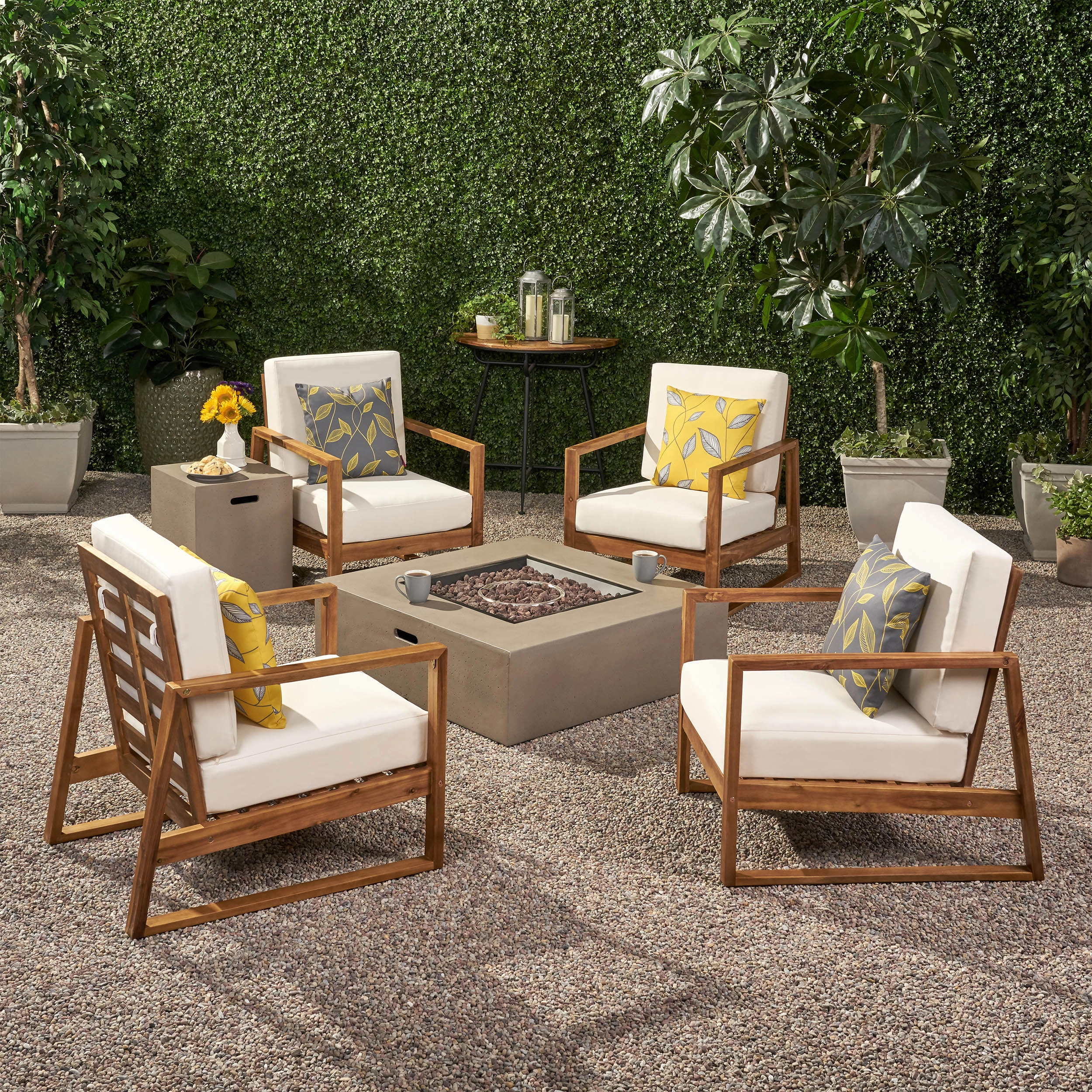 Outdoor 4 Seater Chat Set with Fire Pit - NH273013 outdoor furniture, garden bench