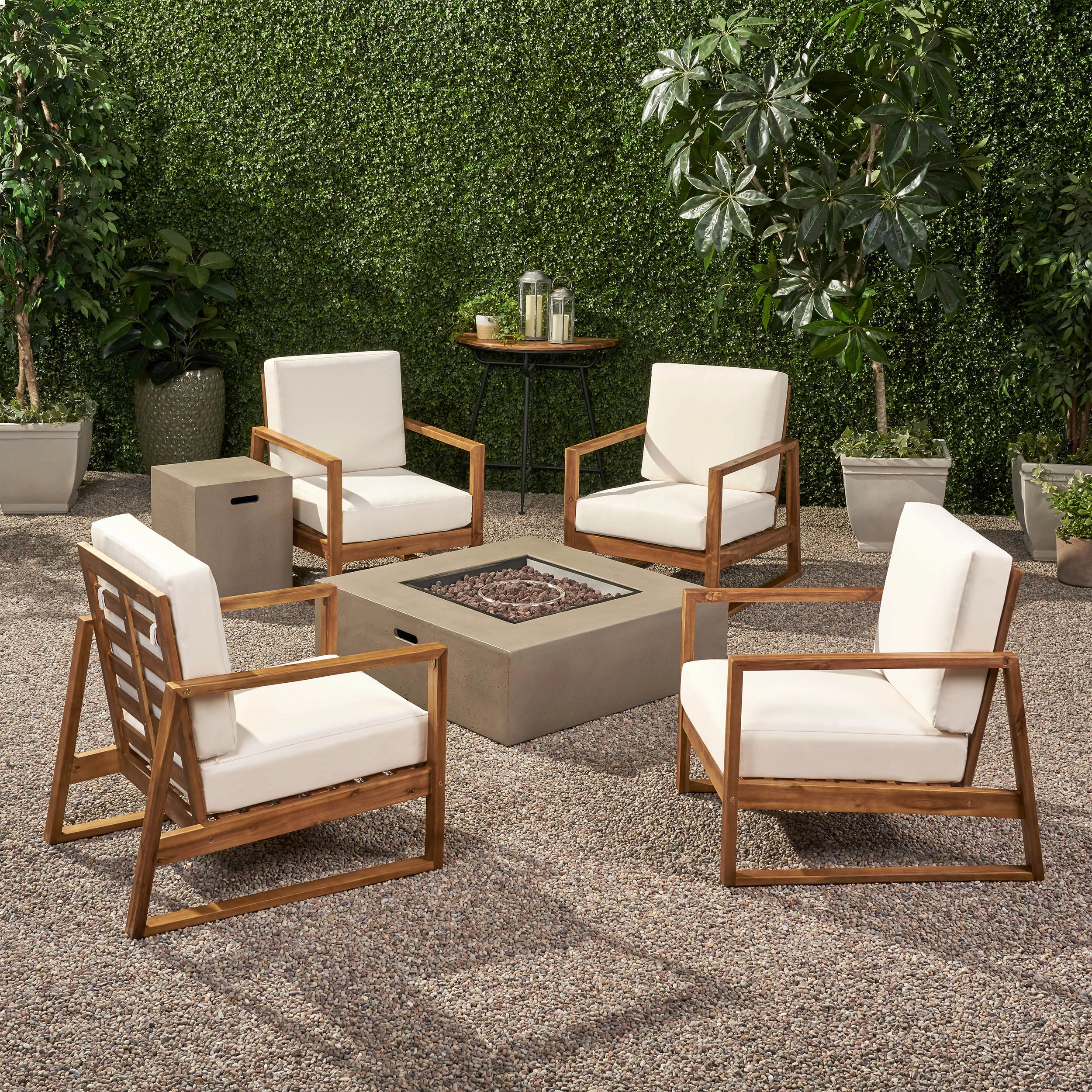 Outdoor 4 Seater Chat Set with Fire Pit - NH273013