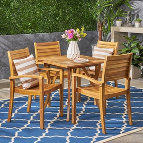 Outdoor 4-Seater Square Acacia Wood Dining Set - NH584603 outdoor lounge chair, patio sofa