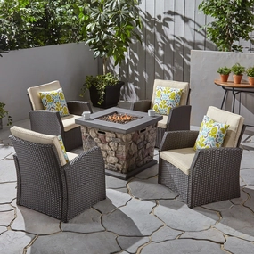 Outdoor 4 Seater Wicker Chat Set with Fire Pit - NH095603 outdoor furniture, garden bench