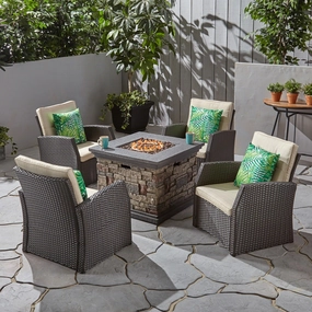Outdoor 4 Seater Wicker Chat Set with Fire Pit - NH885603 outdoor furniture, garden bench