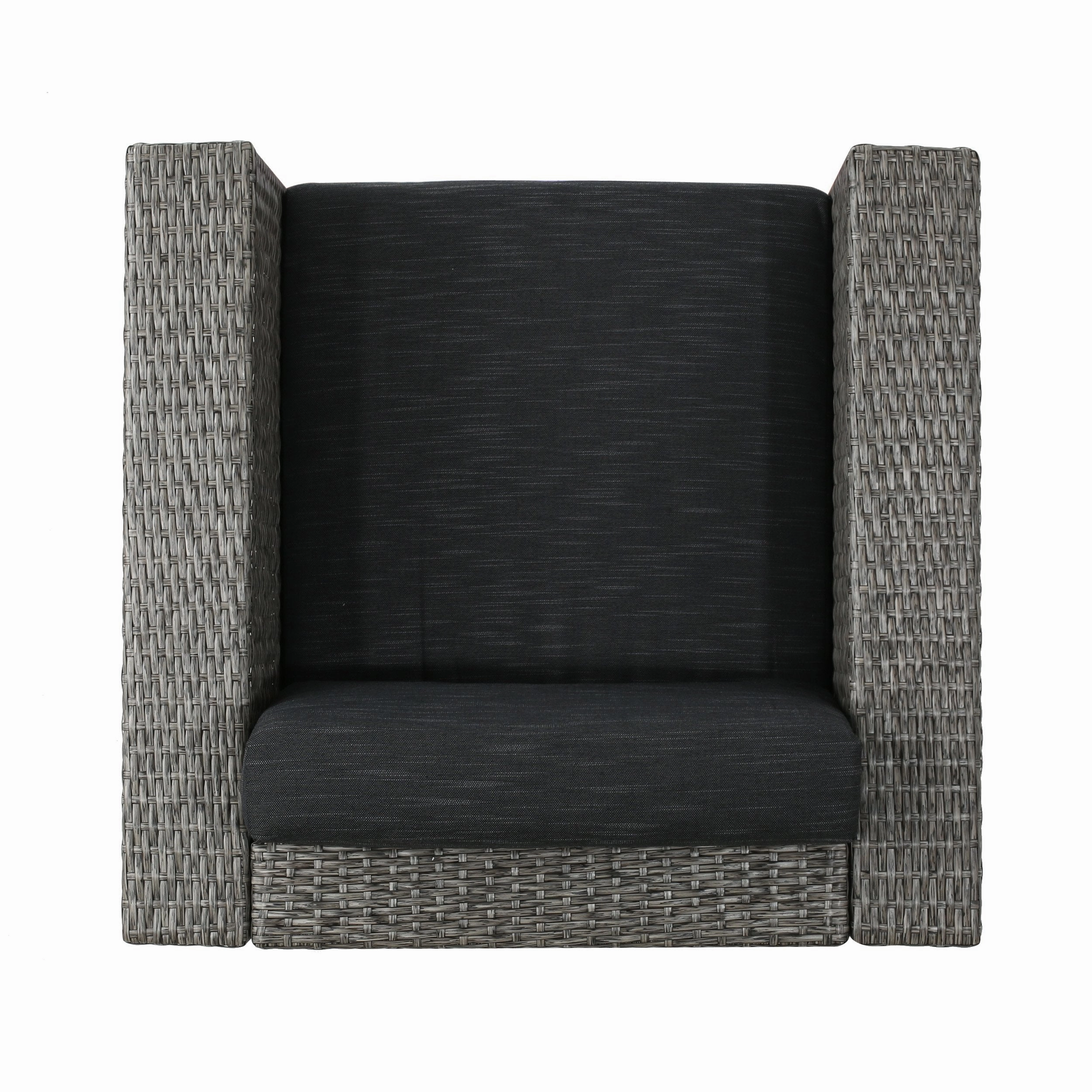 Outdoor 4 Seater Wicker Swivel Chair and Fire Pit Set - NH169213