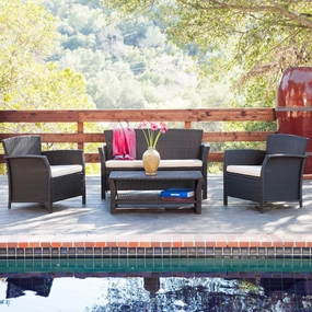 Outdoor 4pc Brown Wicker Sofa Set - NH109492 outdoor furniture, garden bench